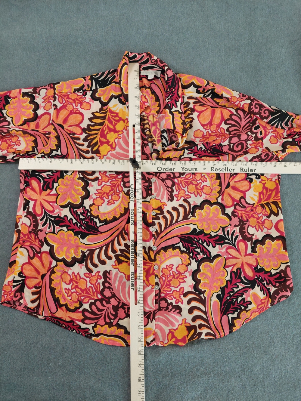 Alex & Lili Paisley Floral Button Down Shirt XL Pink Orange Long Sleeve festival - Picture 3 of 9